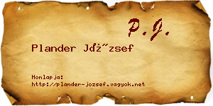 Plander József névjegykártya